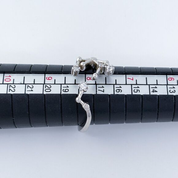 Vintage Sterling Silver Cubic Zirconia Pisces Constellation Zodiac Ring Size 8 - Picture 6 of 8